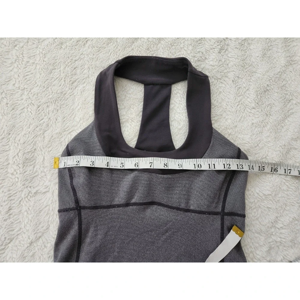 Lululemon Gray Striped Built in Bra Tank Top Racerback Workout Athletic Womens
